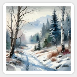 Winter Forest Road Sticker